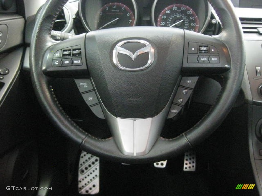2012 Mazda MAZDA3 MAZDASPEED3 MAZDASPEED Black/Red Steering Wheel Photo #83251355