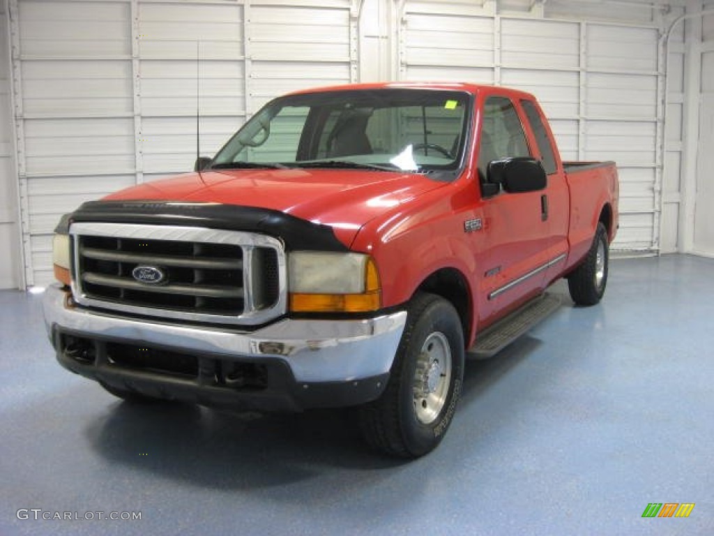 2000 F250 Super Duty XLT Extended Cab - Red / Medium Graphite photo #2