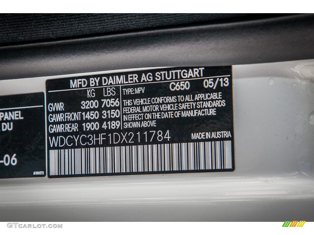 2013 G Color Code 650 for Arctic White Photo #83257481