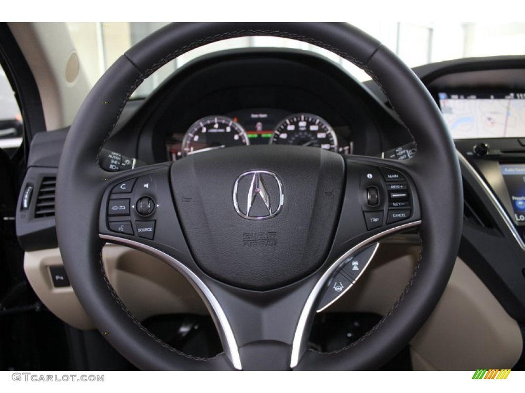 2014 Acura MDX Advance Parchment Steering Wheel Photo #83260730