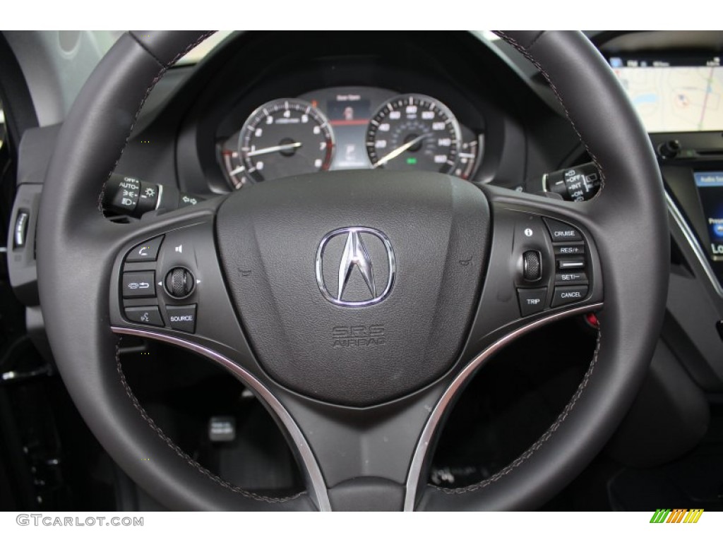 2014 Acura MDX Technology Ebony Steering Wheel Photo #83261351