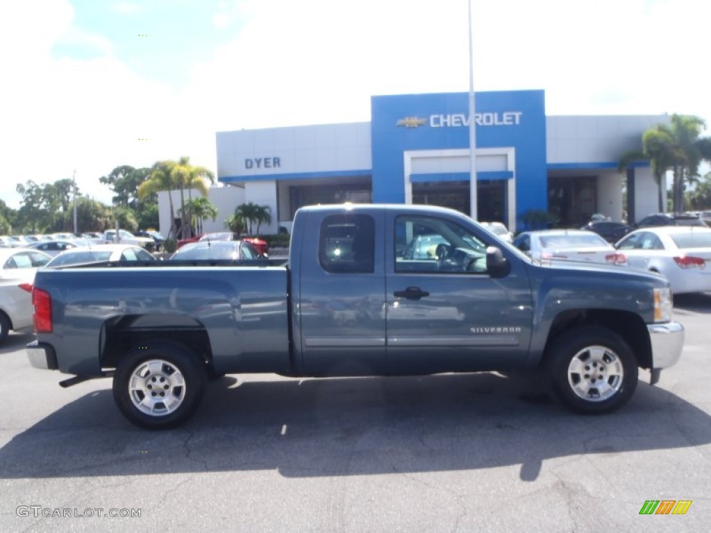 2013 Silverado 1500 LT Extended Cab - Blue Granite Metallic / Light Titanium/Dark Titanium photo #7