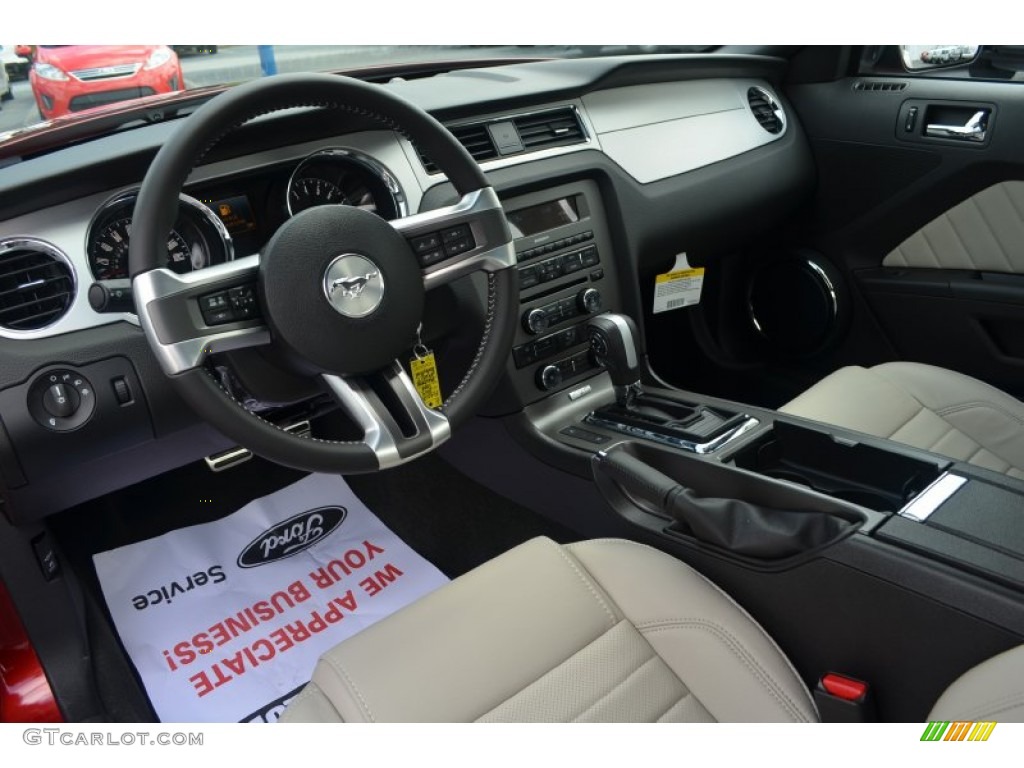 Medium Stone Interior 2014 Ford Mustang V6 Premium Coupe Photo #83268278