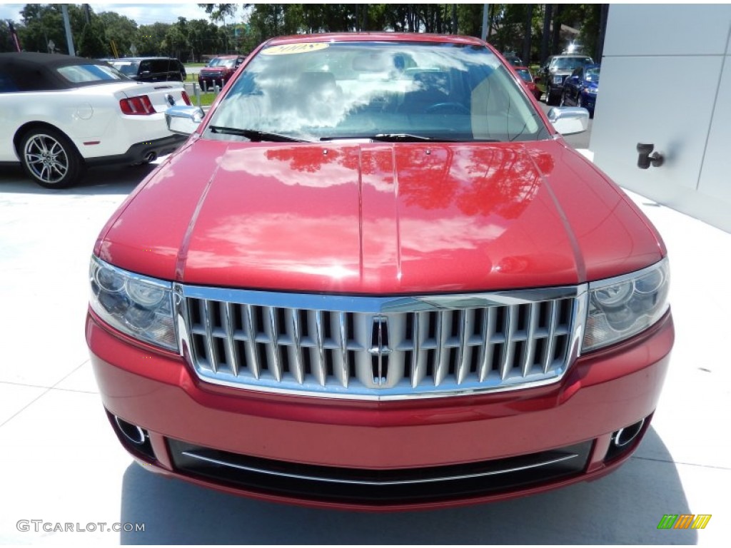 2008 MKZ Sedan - Vivid Red Metallic / Light Stone photo #7