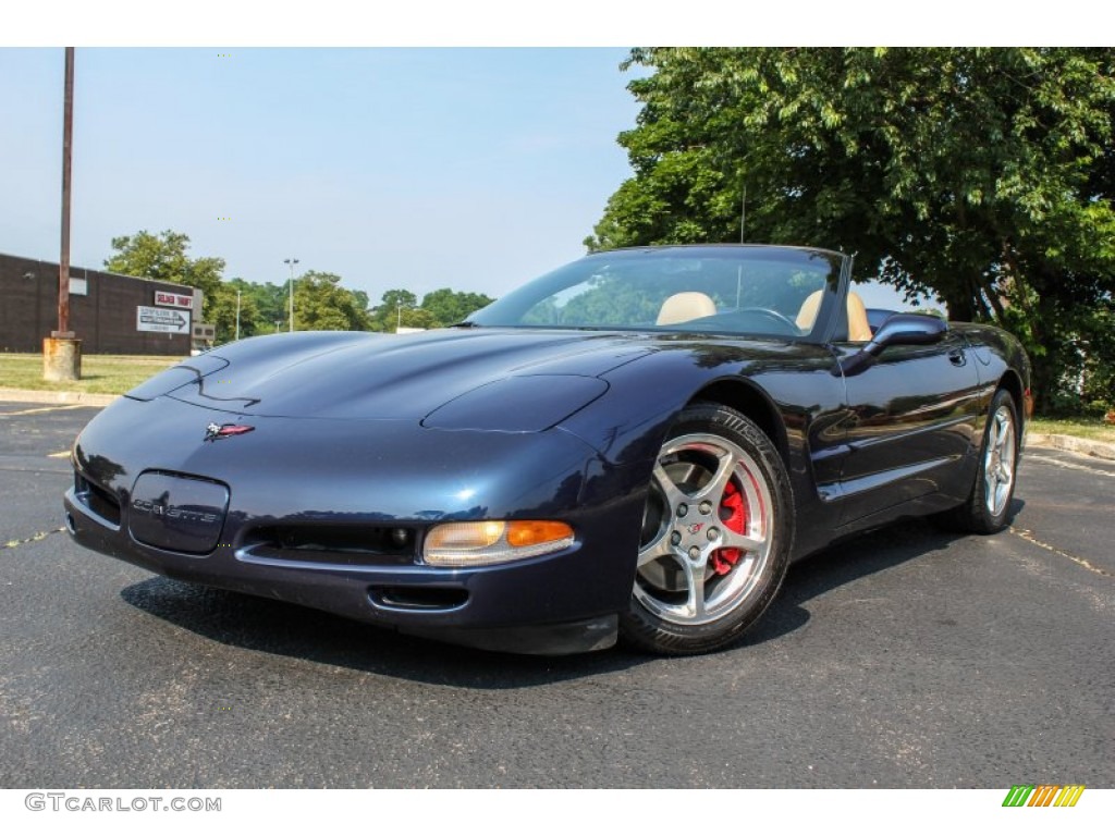 2001 Corvette Convertible - Navy Blue Metallic / Light Oak photo #1