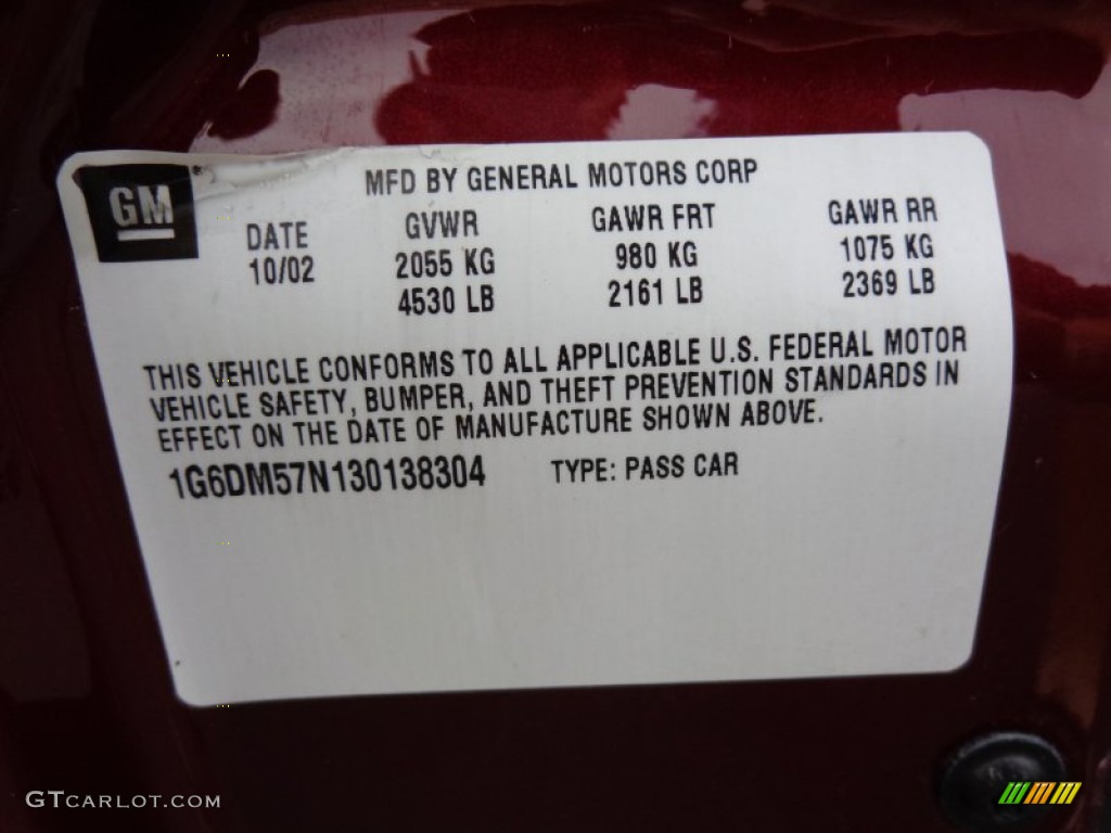 2003 Cadillac CTS Sedan Info Tag Photos