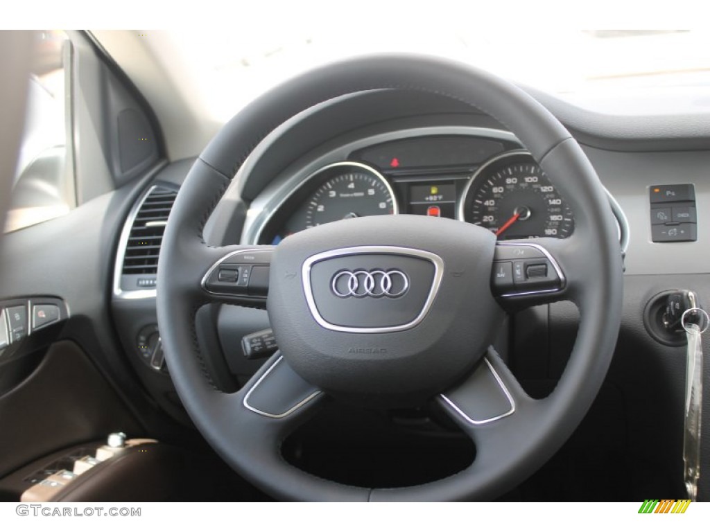 2013 Audi Q7 3.0 TFSI quattro Espresso Brown Steering Wheel Photo #83280279