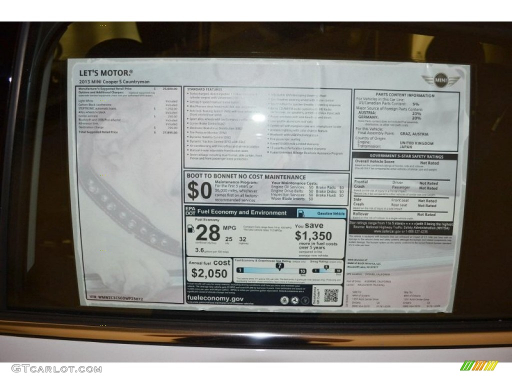 2013 Cooper S Countryman - Light White / Carbon Black photo #5