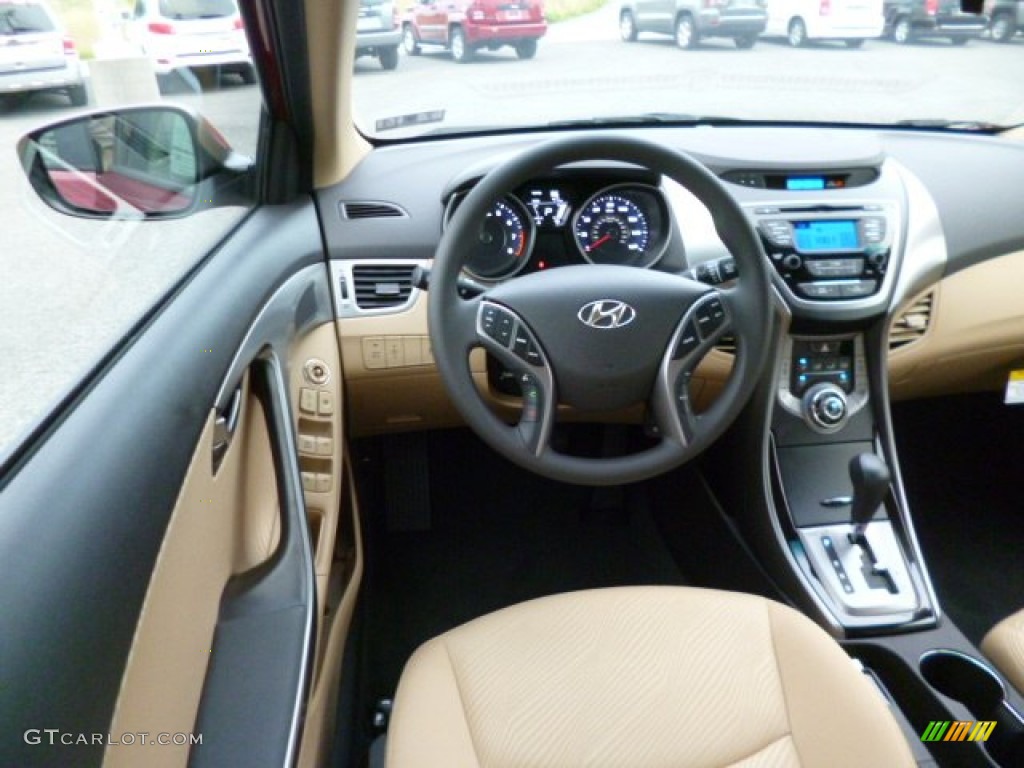 2013 Elantra GLS - Sparkling Ruby / Beige photo #14