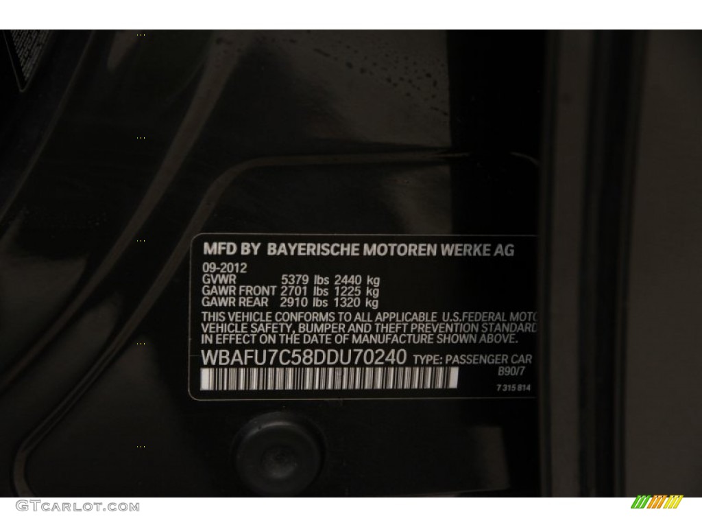 2013 5 Series 535i xDrive Sedan - Dark Graphite Metallic II / Black photo #38