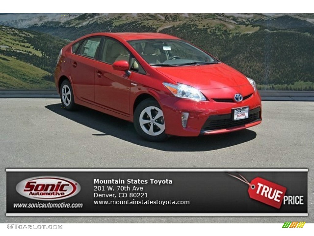 2013 Prius Two Hybrid - Barcelona Red Metallic / Bisque photo #1