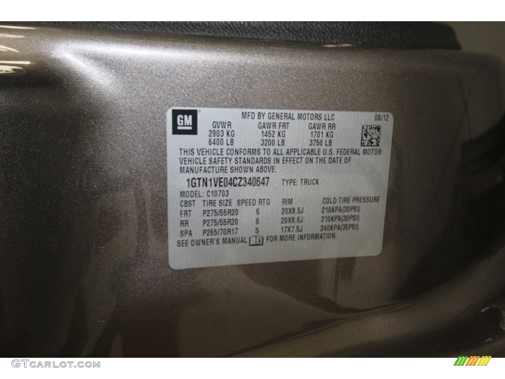 2012 GMC Sierra 1500 SLE Regular Cab Info Tag Photos