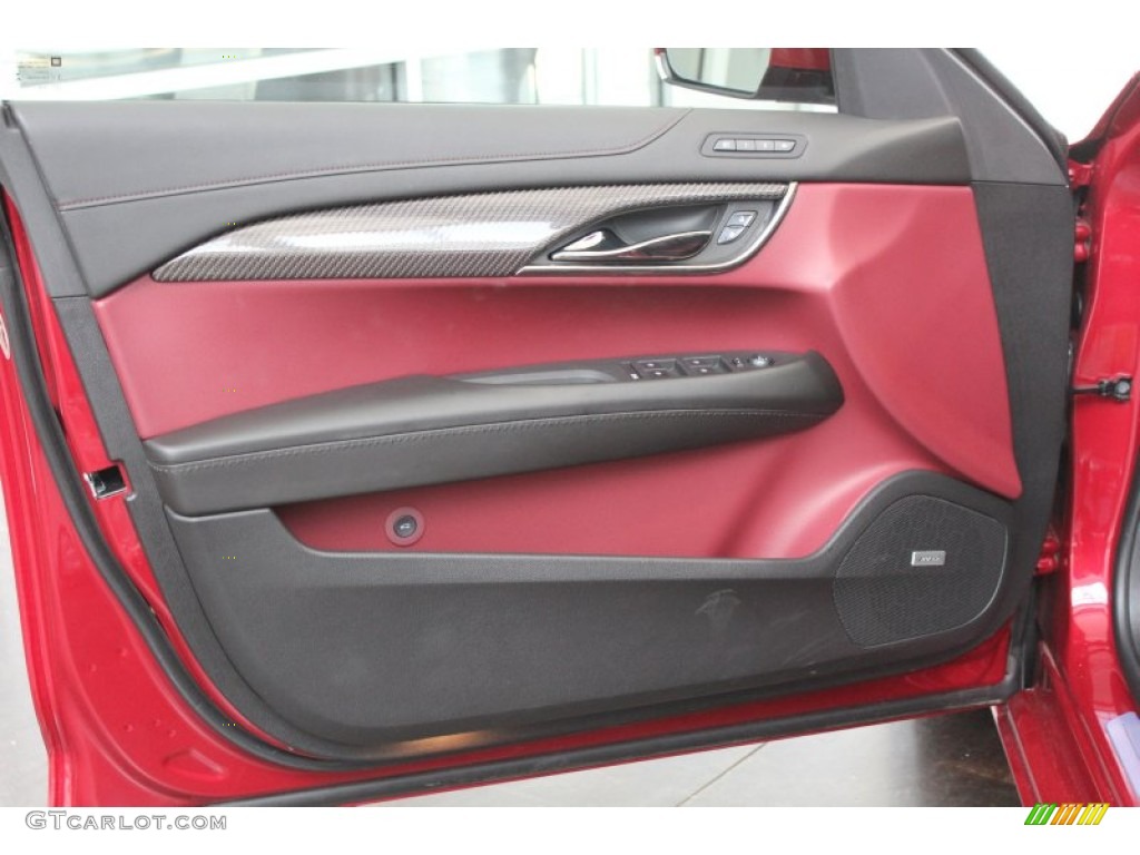 2013 Cadillac ATS 3.6L Performance Morello Red/Jet Black Accents Door Panel Photo #83315580
