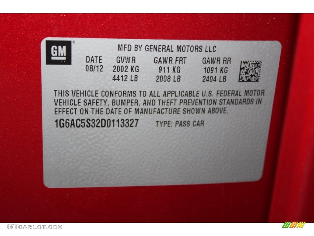 2013 Cadillac ATS 3.6L Performance Info Tag Photo #83315643