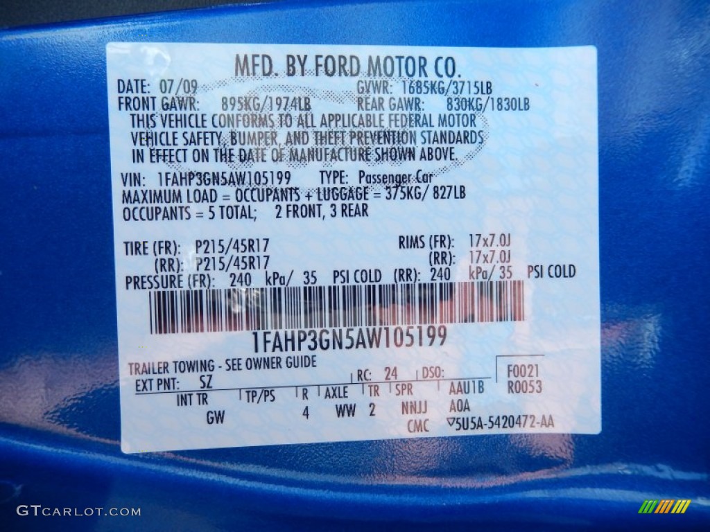 2010 Focus Color Code SZ for Blue Flame Metallic Photo #83318760