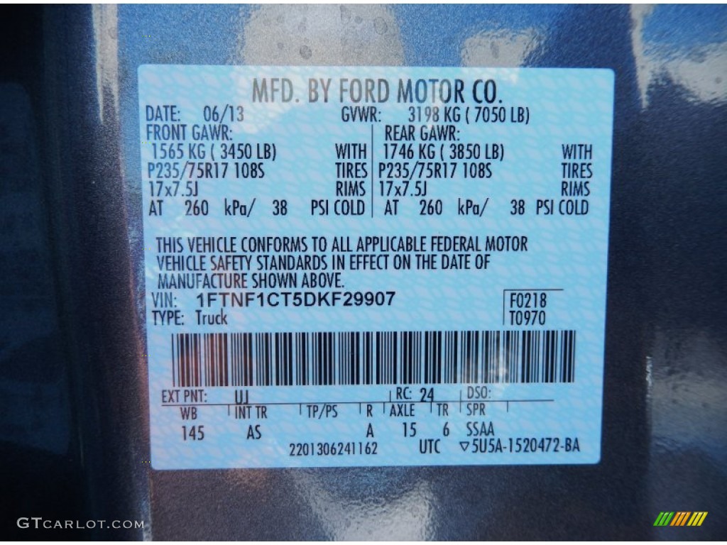 2013 F150 Color Code UJ for Sterling Gray Metallic Photo #83319635