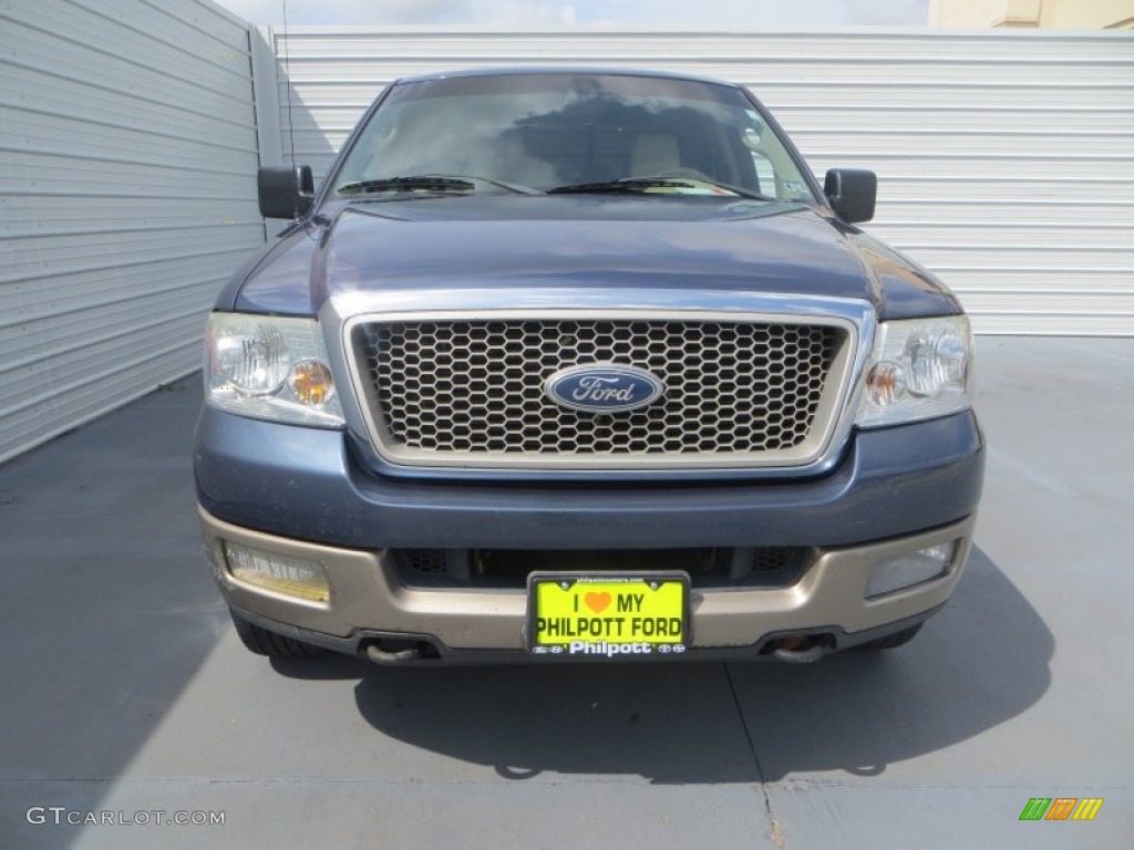 2004 F150 Lariat SuperCrew 4x4 - Medium Wedgewood Blue Metallic / Tan photo #8
