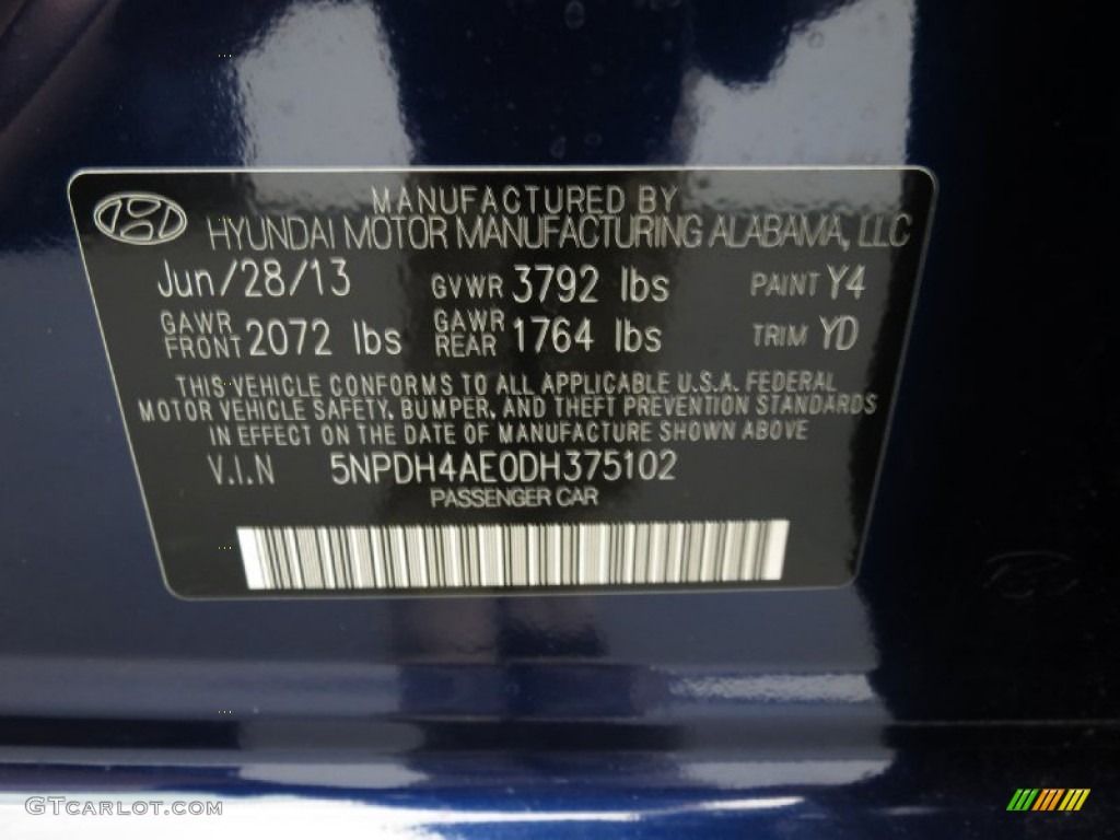 2013 Elantra GLS - Indigo Night / Beige photo #7
