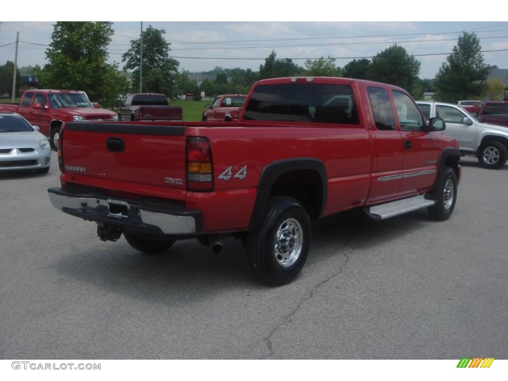 2005 Sierra 2500HD SLE Extended Cab 4x4 - Fire Red / Dark Pewter photo #2