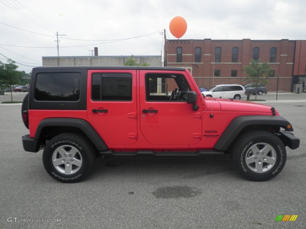 2013 Wrangler Unlimited Sport 4x4 - Rock Lobster Red / Black photo #2