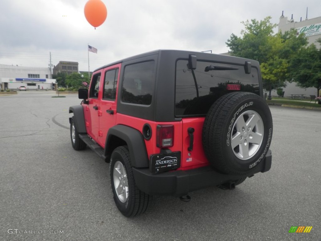 2013 Wrangler Unlimited Sport 4x4 - Rock Lobster Red / Black photo #3
