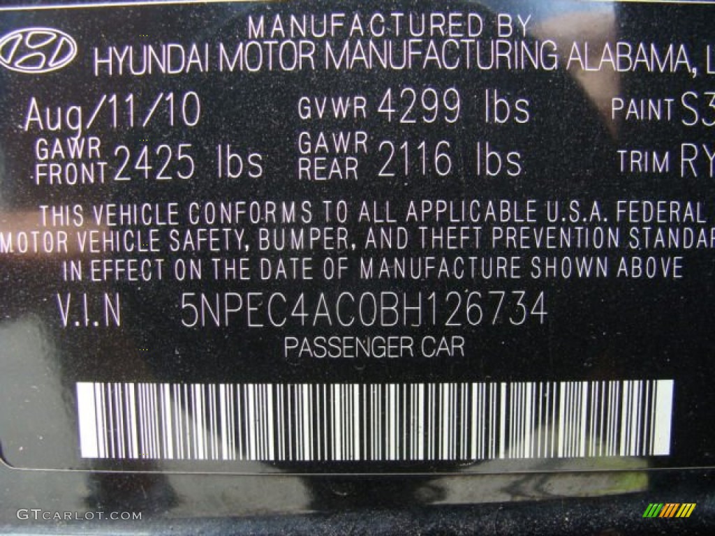 2011 Sonata Limited - Midnight Black / Black photo #32