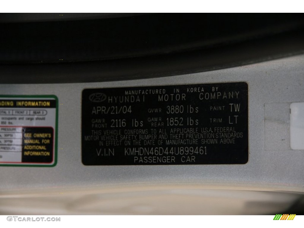 2004 Elantra GLS Sedan - Sterling Silver / Gray photo #16