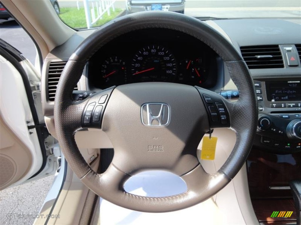 2007 Honda Accord Hybrid Sedan Ivory Steering Wheel Photo #83335201