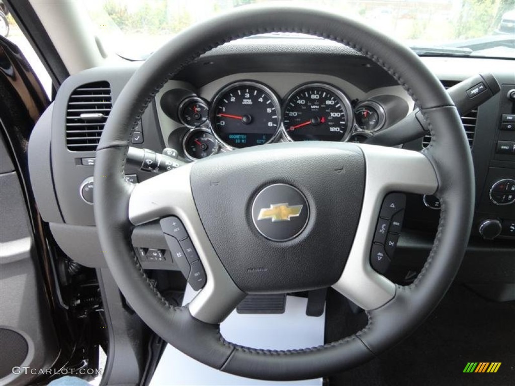 2013 Chevrolet Silverado 3500HD LT Crew Cab 4x4 Ebony Steering Wheel Photo #83336521