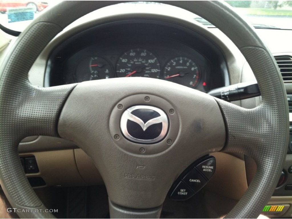 2002 Mazda Protege LX Beige Steering Wheel Photo #83337518