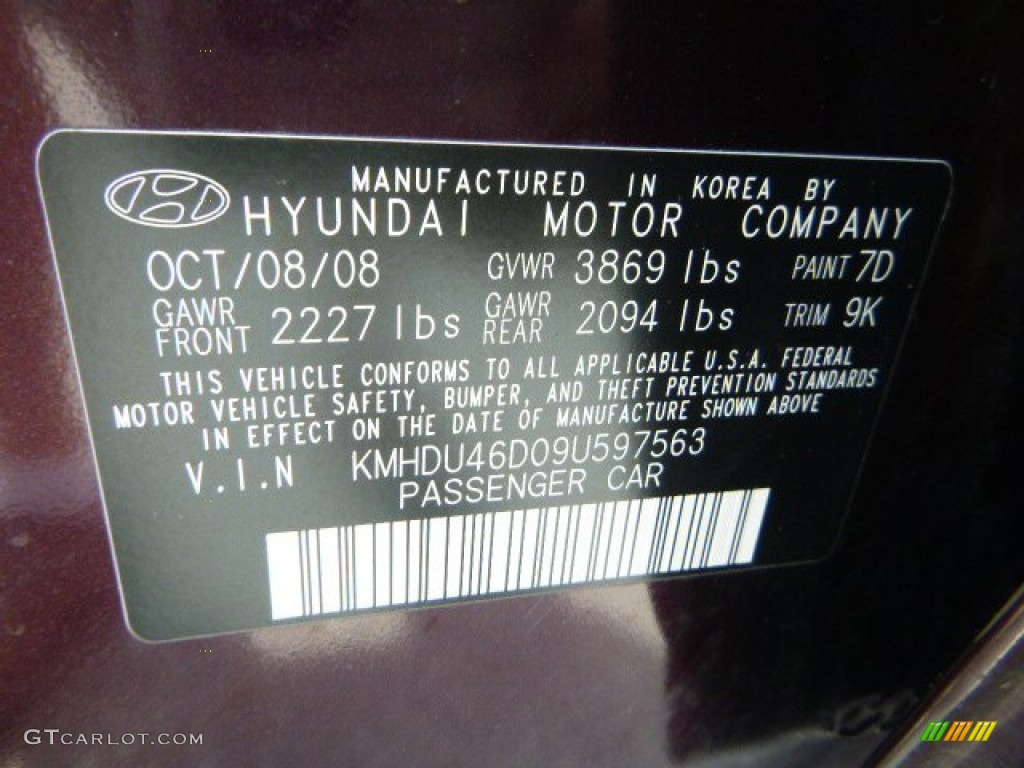 2009 Elantra GLS Sedan - Purple Rain / Beige photo #24
