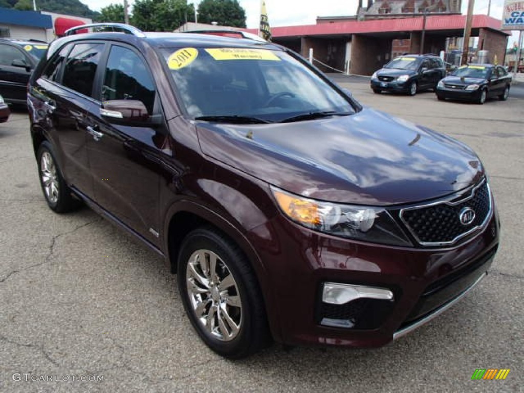 2011 Sorento SX V6 AWD - Dark Cherry / Black photo #2