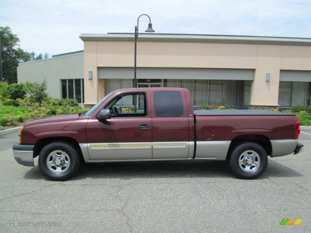 Dark Carmine Red Metallic 2003 Chevrolet Silverado 1500 LS Extended Cab Exterior Photo #83343841