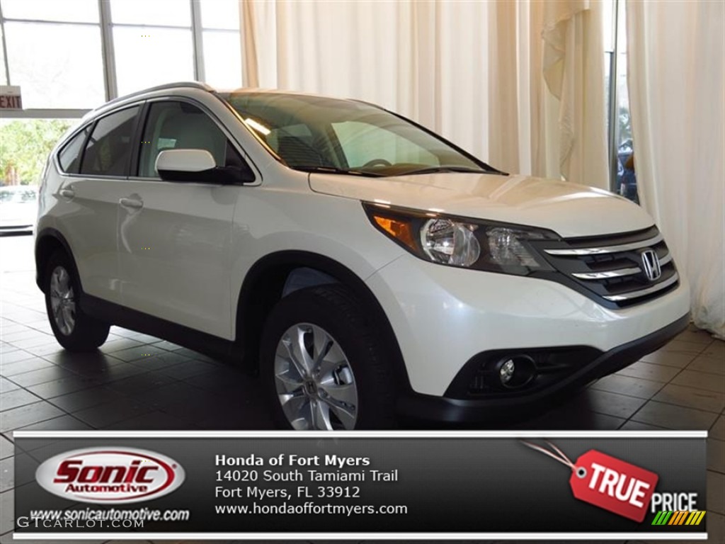 2013 CR-V EX-L - White Diamond Pearl / Beige photo #1