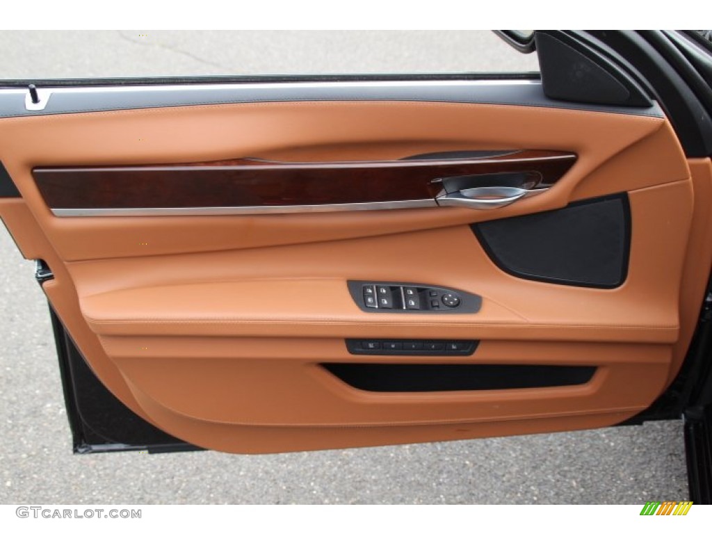 2012 BMW 7 Series 750Li Sedan Saddle/Black Door Panel Photo #83351096