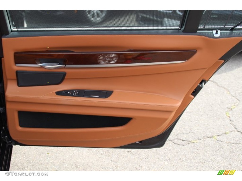 2012 BMW 7 Series 750Li Sedan Saddle/Black Door Panel Photo #83351368