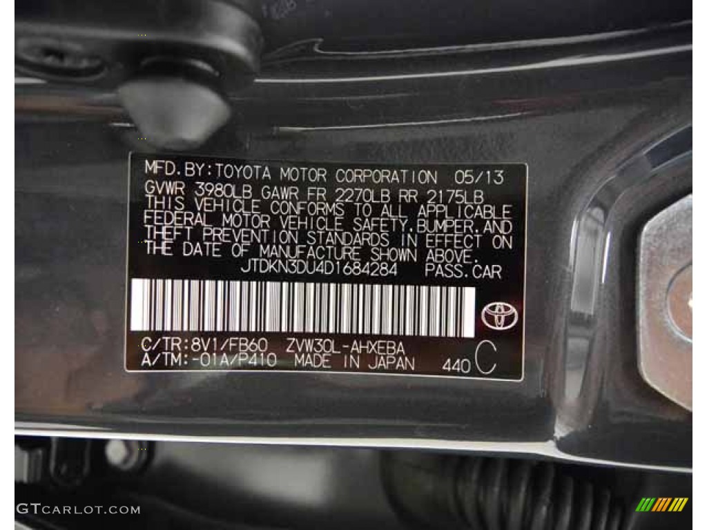 2013 Prius Color Code 8V1 for Winter Gray Metallic Photo #83355928