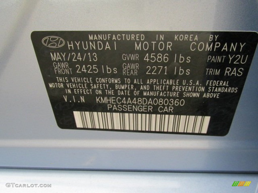 2013 Sonata Hybrid Limited - Blue Sky Metallic / Gray photo #10