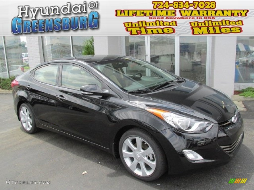 2013 Elantra Limited - Midnight Black / Beige photo #1