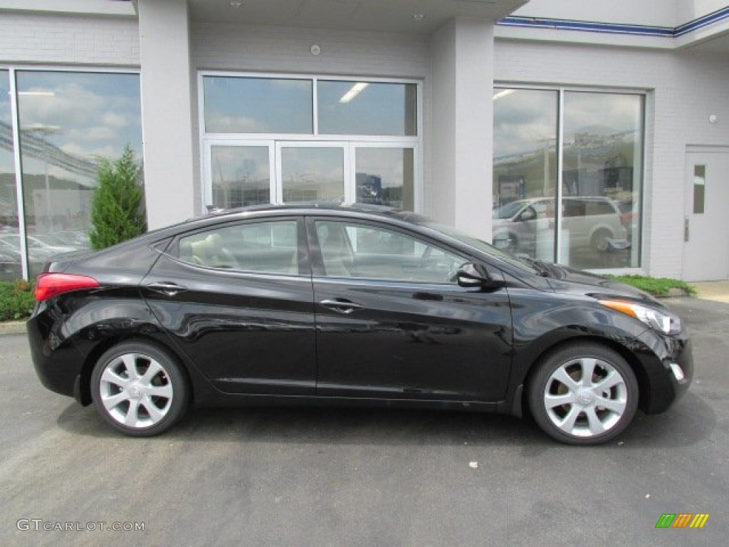 2013 Elantra Limited - Midnight Black / Beige photo #2