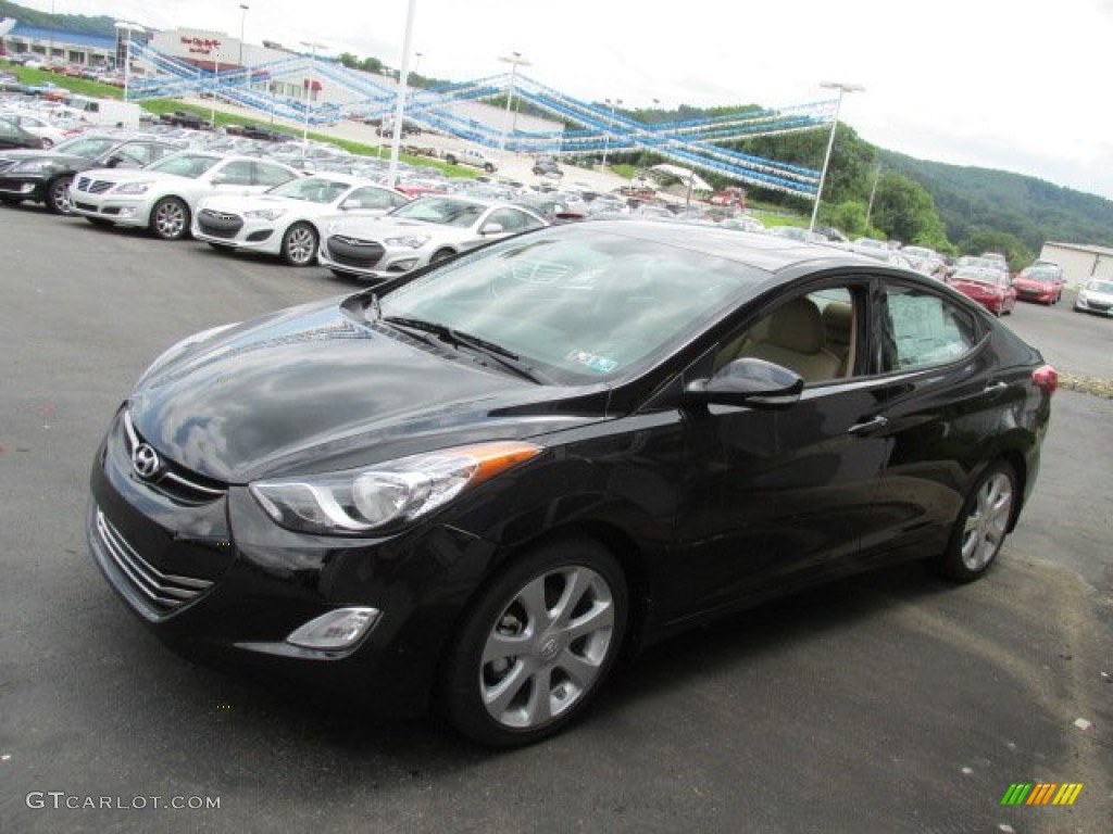 2013 Elantra Limited - Midnight Black / Beige photo #4