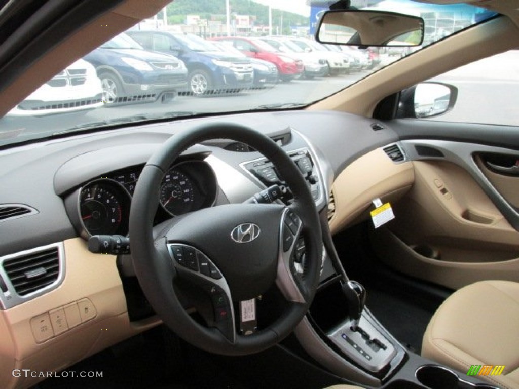 2013 Elantra Limited - Midnight Black / Beige photo #6