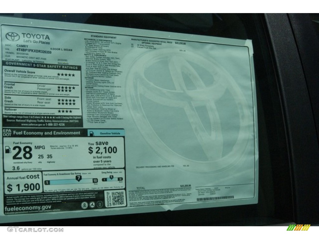 2013 Camry L - Magnetic Gray Metallic / Ash photo #10