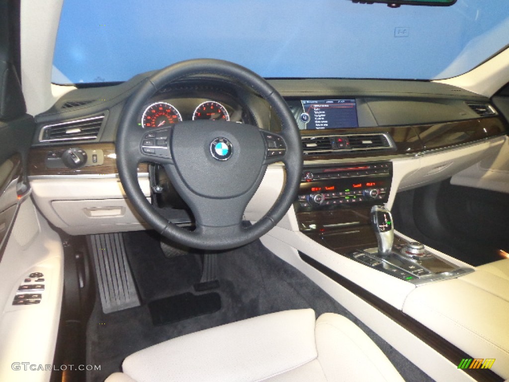 Oyster/Black Nappa Leather Interior 2011 BMW 7 Series 750i xDrive Sedan Photo #83375197