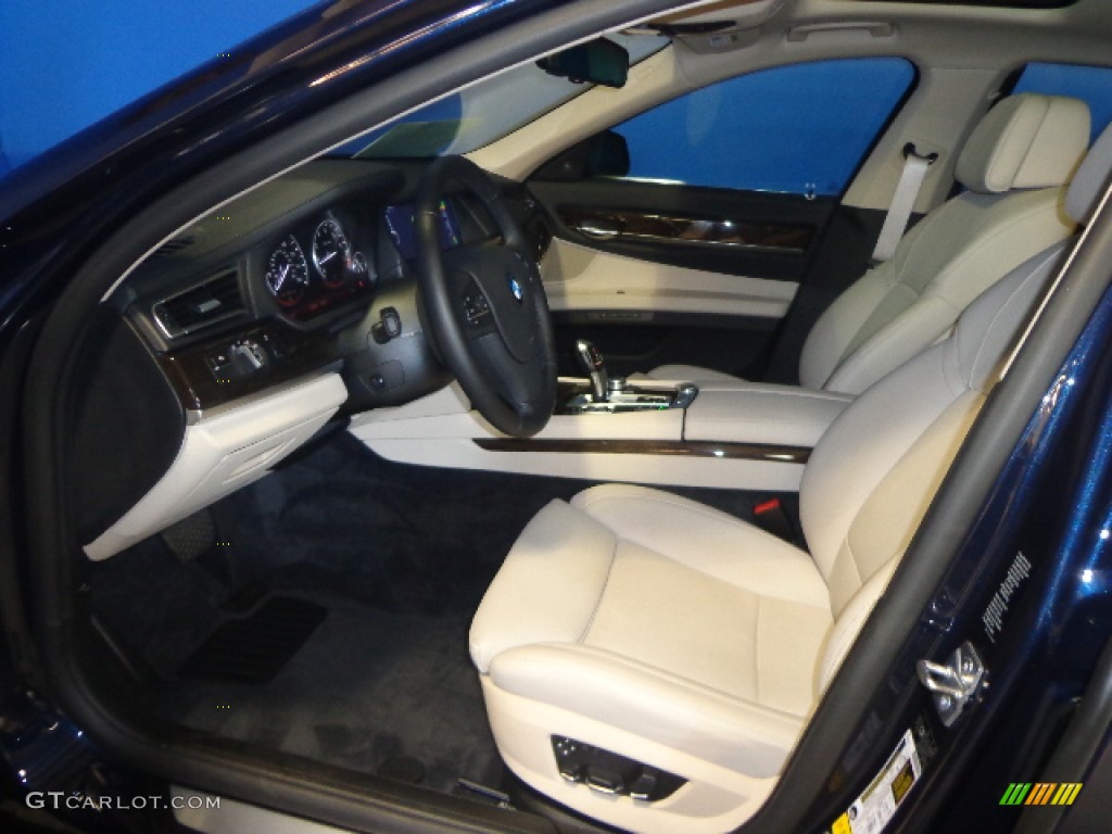 Oyster/Black Nappa Leather Interior 2011 BMW 7 Series 750i xDrive Sedan Photo #83375341