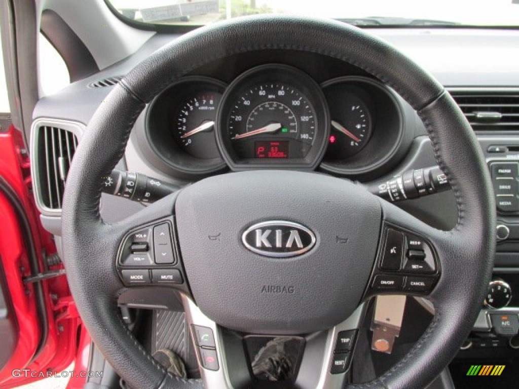 2012 Kia Rio Rio5 EX Hatchback Black Steering Wheel Photo #83376457