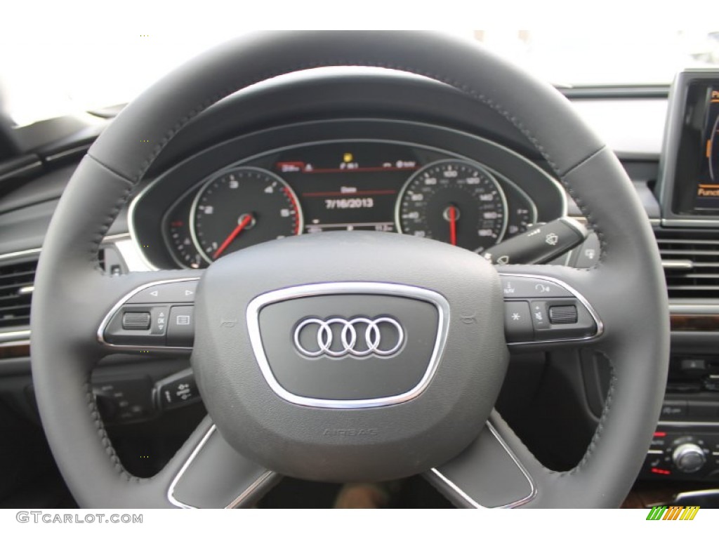 2014 Audi A6 3.0 TDI quattro Sedan Black Steering Wheel Photo #83379400