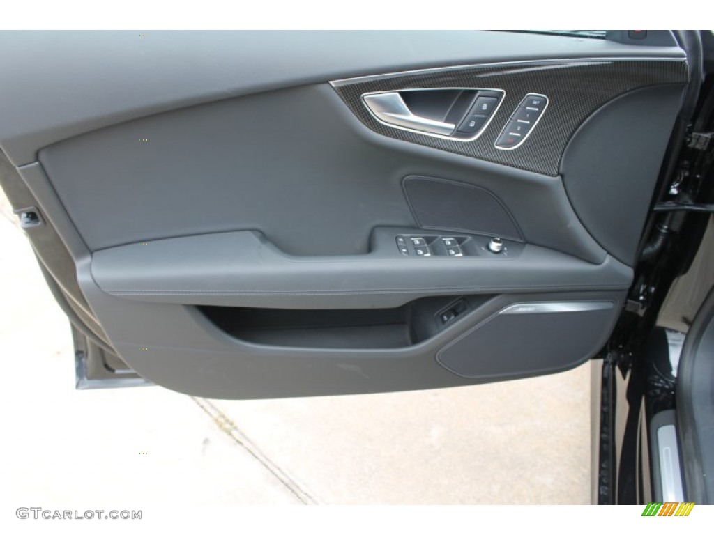 2014 Audi S7 Prestige 4.0 TFSI quattro Black Perforated Valcona Door Panel Photo #83380486