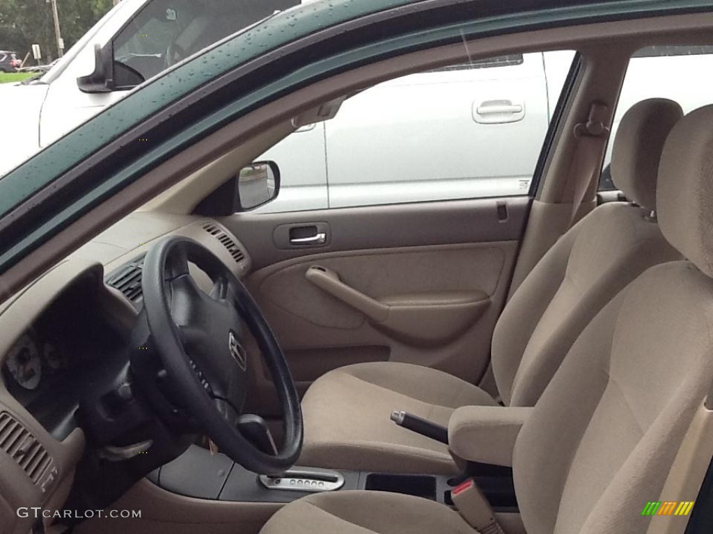 2002 Civic LX Sedan - Clover Green Metallic / Beige photo #7