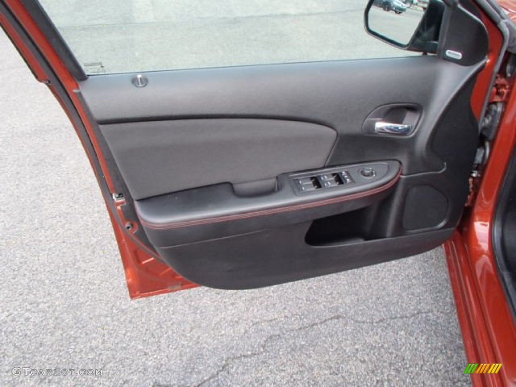 2012 Dodge Avenger R/T Black/Silver/Red Door Panel Photo #83384203